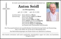 Traueranzeige Anton Seidl