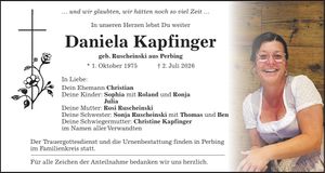 Traueranzeige Daniela  Kapfinger