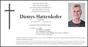 Traueranzeige Dionys Hattenkofer