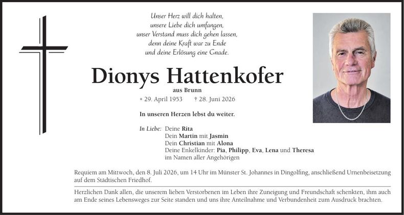 Traueranzeige Dionys Hattenkofer