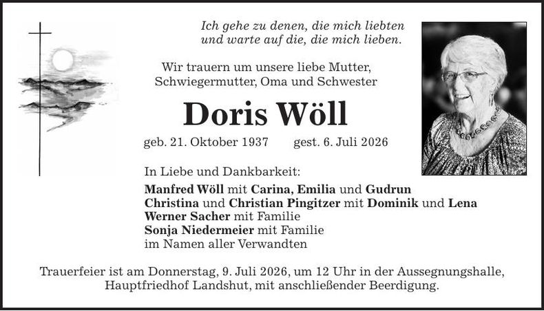Traueranzeige Doris Wöll