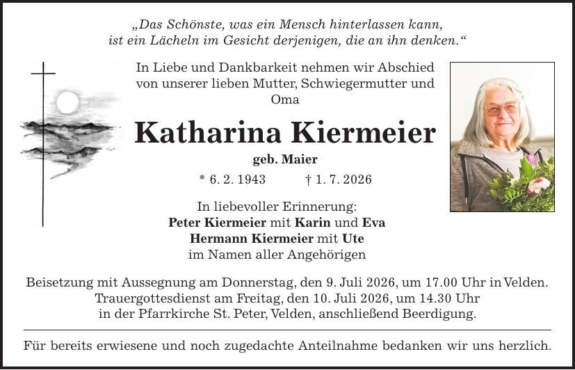Traueranzeige Katharina Kiermeier