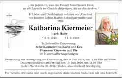 Traueranzeige Katharina Kiermeier
