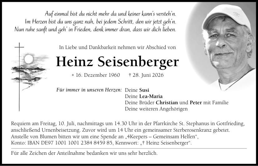 Traueranzeige Heinz Seisenberger