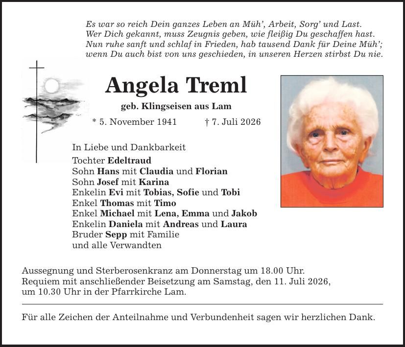Traueranzeige Angela Treml