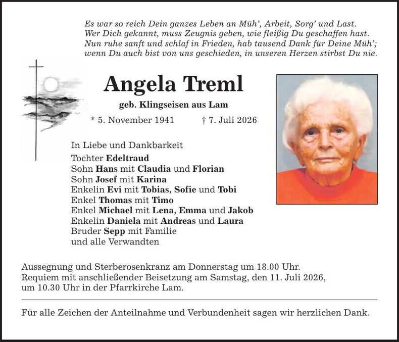 Traueranzeige Angela Treml