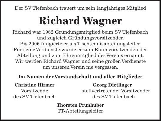 Traueranzeige Richard Wagner