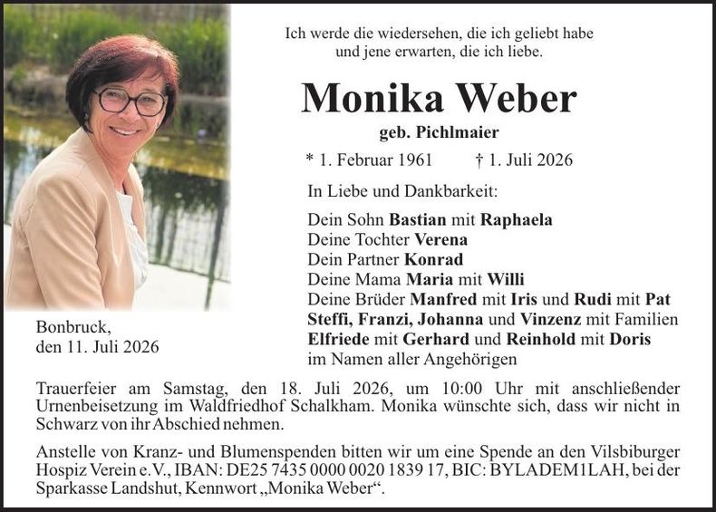 Traueranzeige Monika Weber