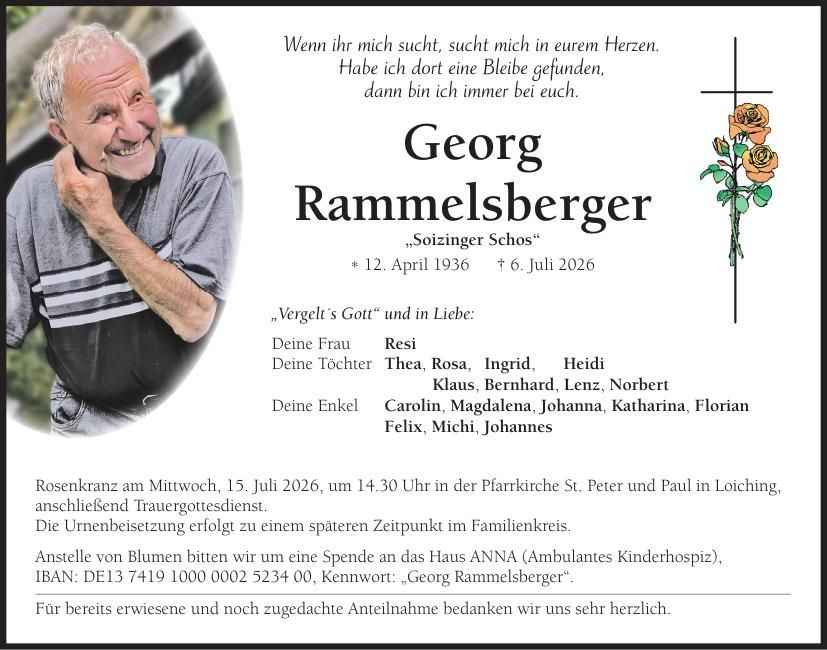 Traueranzeige Georg Rammelsberger