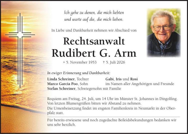 Traueranzeige Rudibert G. Arm