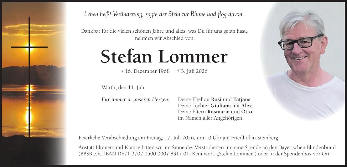 Traueranzeige Stefan Lommer