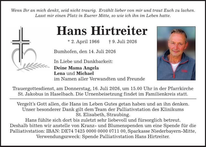 Traueranzeige Hans Hirtreiter 