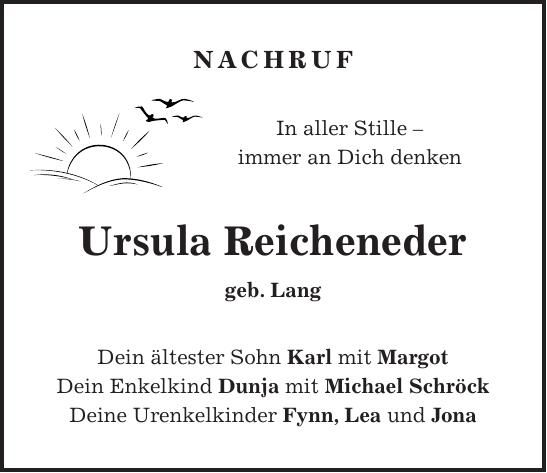 Traueranzeige Ursula Reicheneder