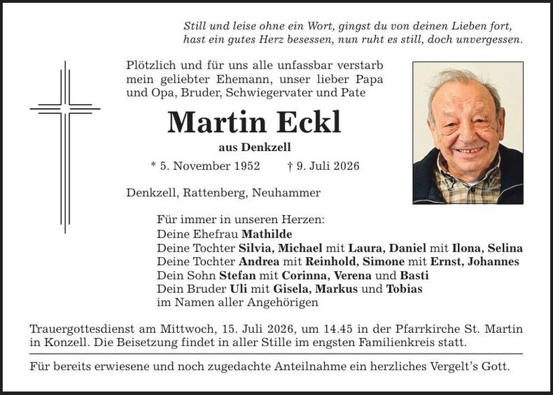 Traueranzeige Martin Eckl