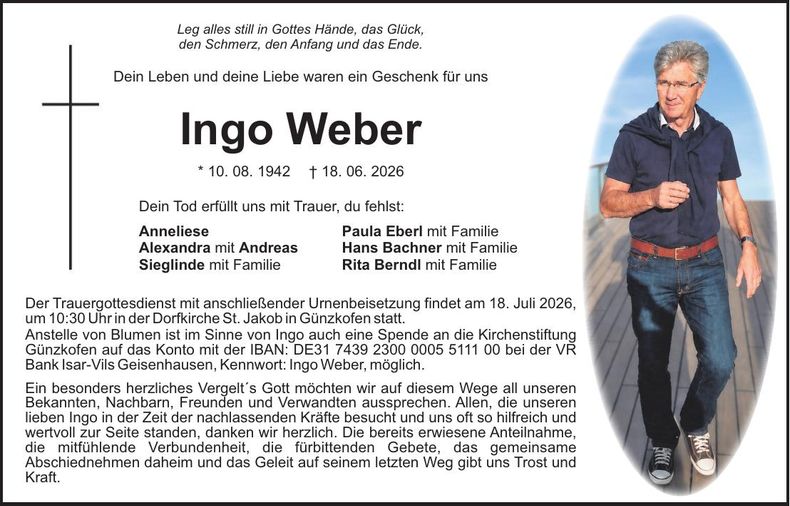 Traueranzeige Ingo Weber