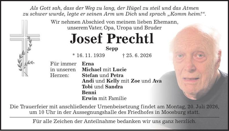 Traueranzeige Josef Prechtl