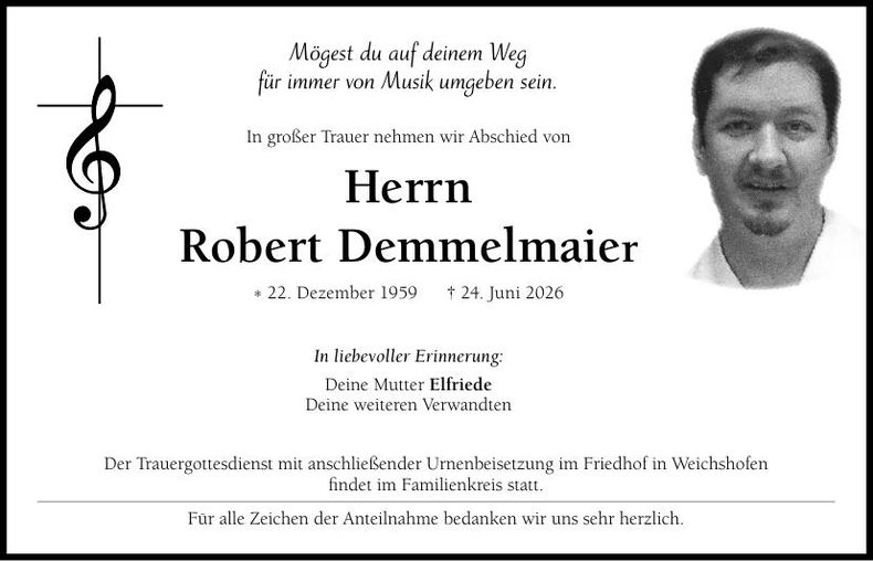 Traueranzeige Robert Demmelmaier