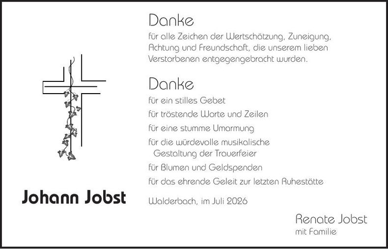 Traueranzeige Johann Jobst