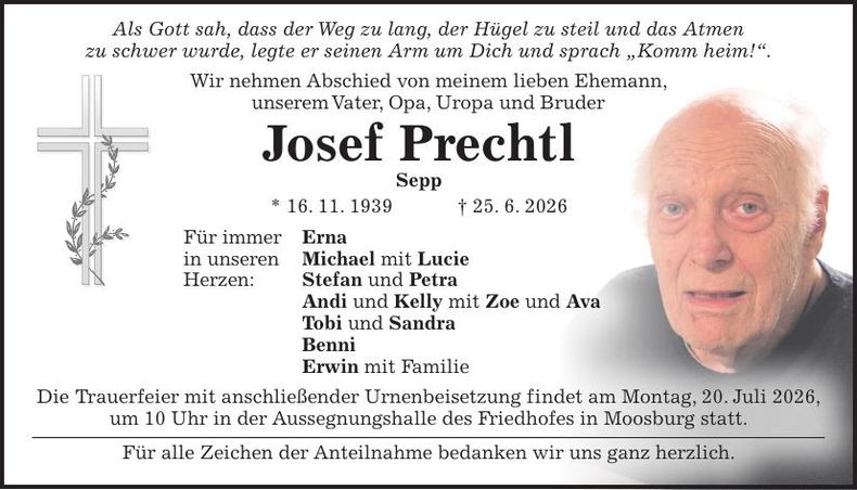 Traueranzeige Josef Prechtl