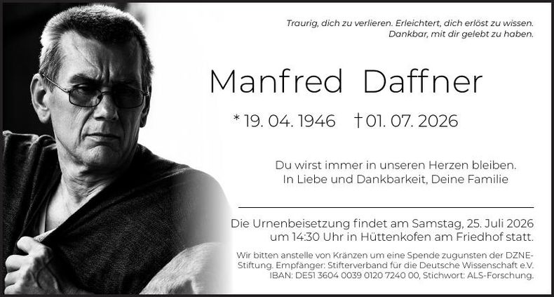 Traueranzeige Manfred Daffner