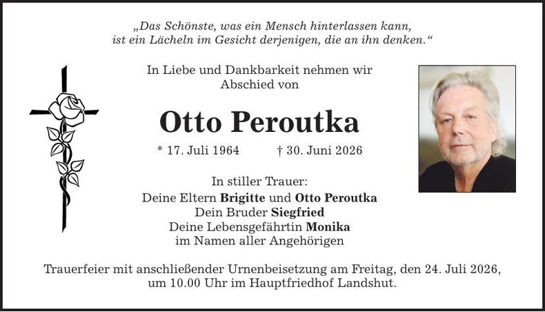 Traueranzeige Otto Peroutka