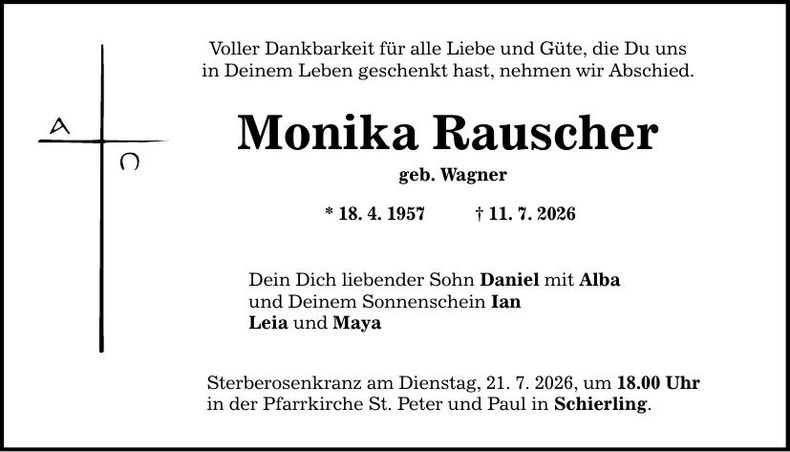 Traueranzeige Monika Rauscher