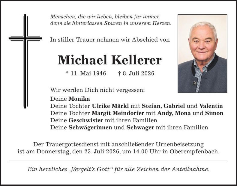Traueranzeige Michael Kellerer