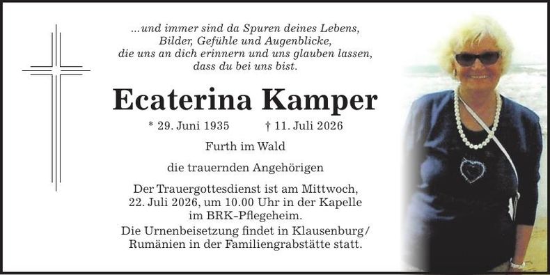 Traueranzeige Ecaterina Kamper