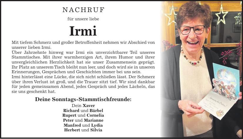 Traueranzeige Haberger Irmi