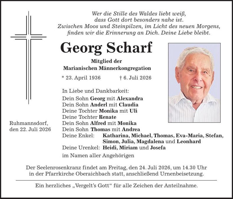 Traueranzeige Georg Scharf