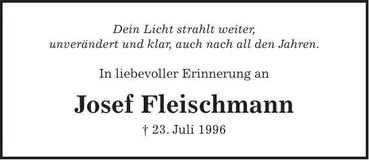 Traueranzeige Josef Fleischmann  