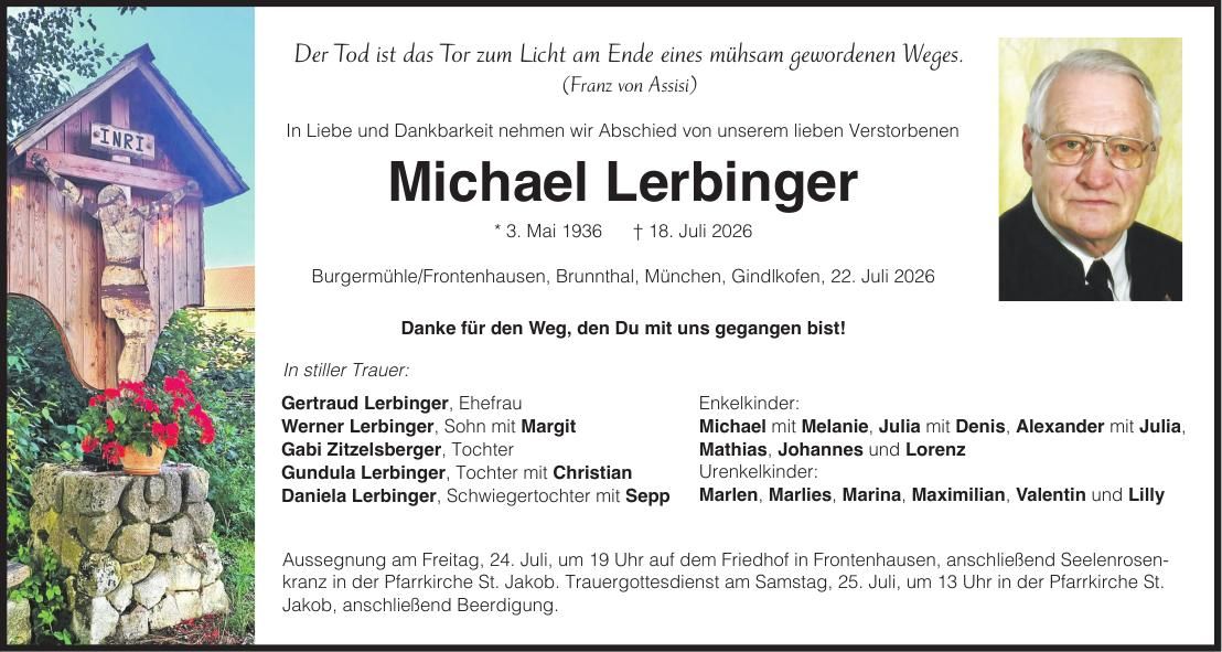Traueranzeige Michael Lerbinger
