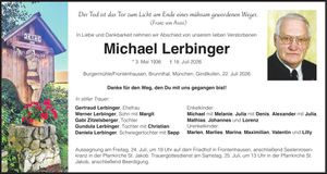 Traueranzeige Michael Lerbinger