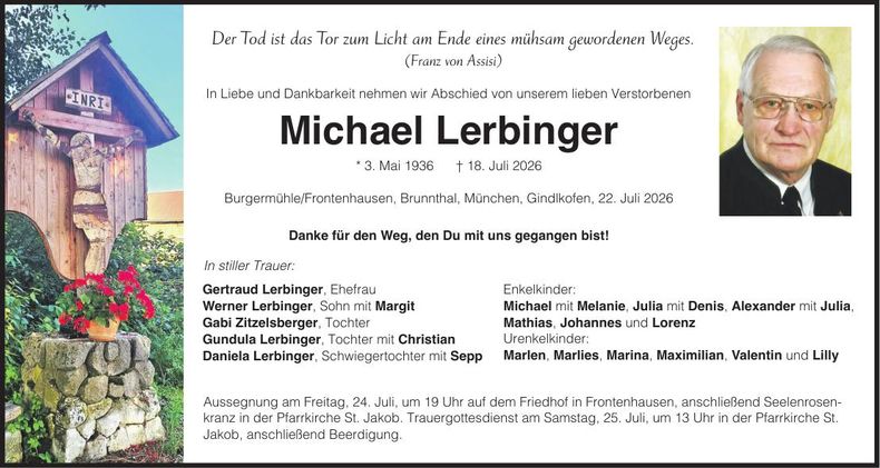 Traueranzeige Michael Lerbinger