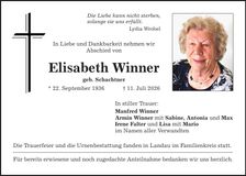 Traueranzeige Elisabeth Winner