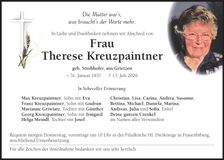 Traueranzeige Therese Kreuzpaintner