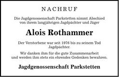Traueranzeige Alois Rothammer
