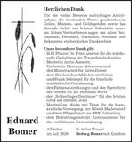 Traueranzeige Eduard Bomer 