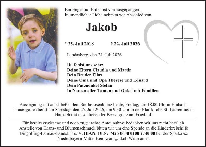 Traueranzeige Jakob Wittmann