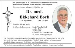Traueranzeige Ekkehard Bock