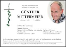 Traueranzeige Günther Mittermeier