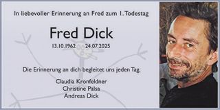 Traueranzeige Fred Dick