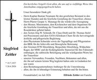 Traueranzeige Siegfried Zeitler