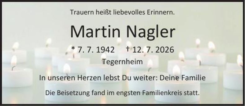 Traueranzeige Martin Nagler