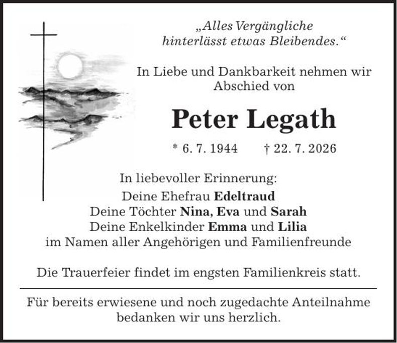 Traueranzeige Peter Legath