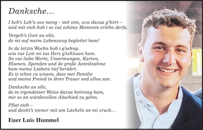 Traueranzeige Luis Hummel