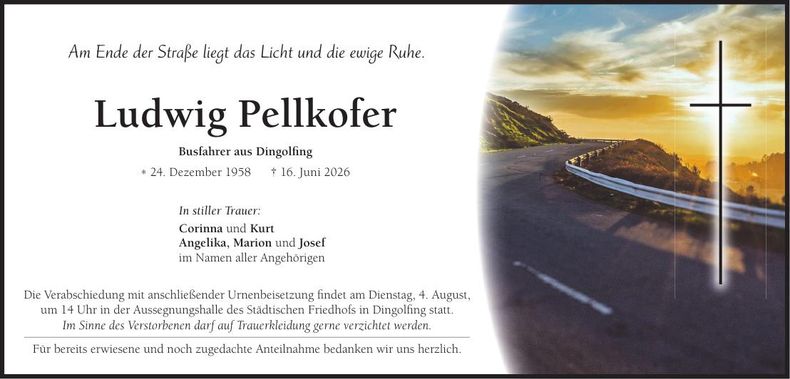 Traueranzeige Ludwig Pellkofer