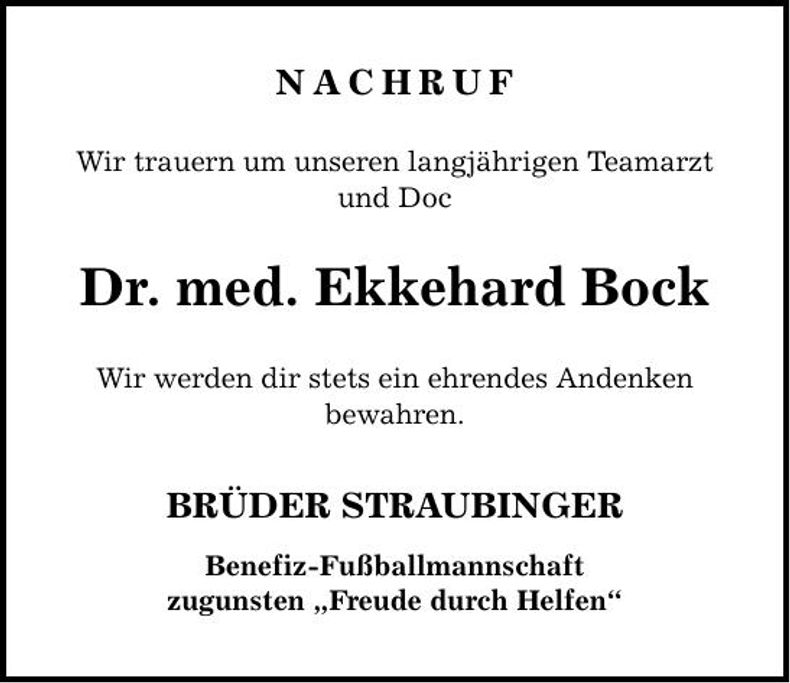 Traueranzeige Ekkehard Bock