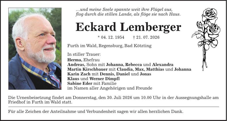 Traueranzeige Eckard Lemberger