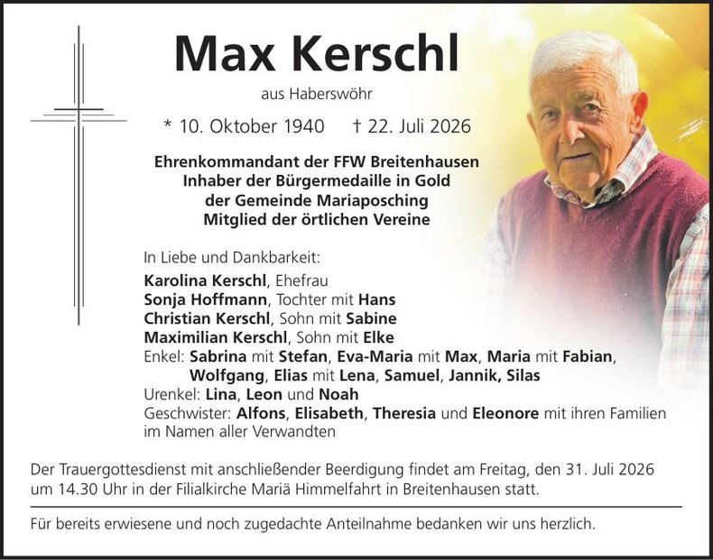 Traueranzeige Max  Kerscher 